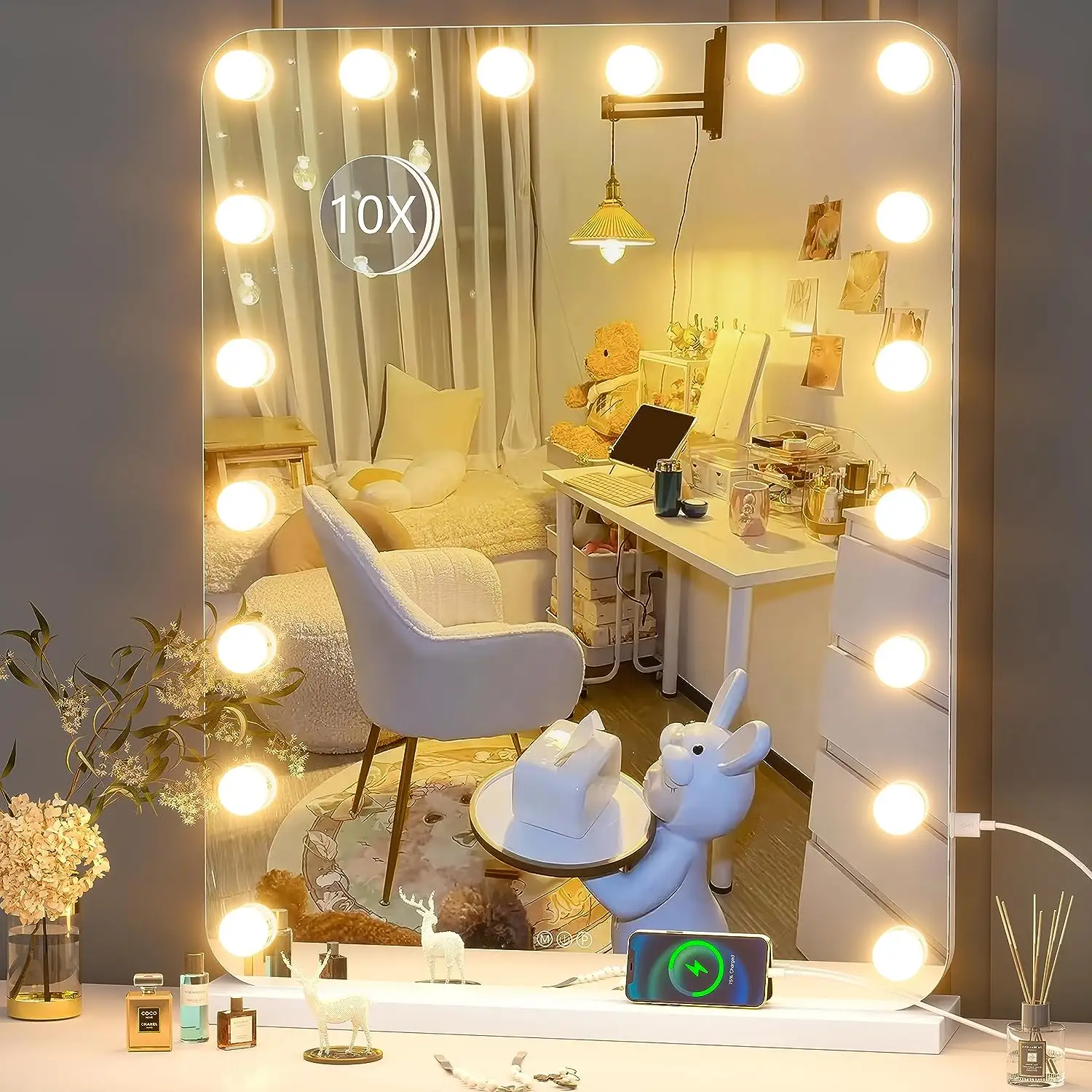 MDF Base Large Hollywood Vanity Mirror With Lights Touch Dimmer Professional Makeup Mirror Home Use Vanity Mirror For Dressing