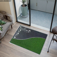 Machine d'entrée de maison moderne en PVC résistant à la corrosion tapis de porte rectangulaire en caoutchouc antidérapant fin imprimé animal puzzle motif maison