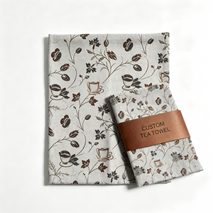 Serviettes de cuisine en coton réutilisables et lavables, motif floral botanique vintage imprimé sur mesure, vente en gros - Product Image 2