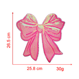 Ventes en gros de patchs brodés personnalisés écologiques pour la Saint-Valentin, le Mardi Gras, en violet, vert et or, avec des paillettes et des nœuds thermocollants pour vêtements - Product Image 3