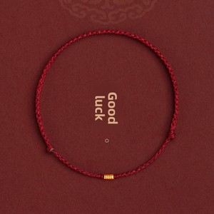 Pulsera de hierro chapada en oro con cinco dijes de la Fortuna, para atraer la <span class=keywords><strong>buena</strong></span> <span class=keywords><strong>suerte</strong></span> y proteger contra la <span class=keywords><strong>mala</strong></span> <span class=keywords><strong>suerte</strong></span>, con cuerda roja y cinco bendiciones para el año. - Product Image 2