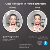 Miroir de salle de bain moderne encadré avec éclairage LED, interrupteur tactile, lumière LED intelligente, cadre en aluminium, indice de protection IP44, pour usage hôtelier