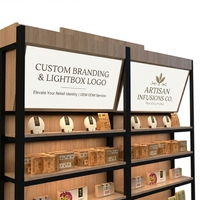 Présentoir à thé polyvalent en bois robuste avec éclairage LED pour les kiosques de centres commerciaux et la décoration des magasins de détail