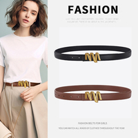 Nouvelle ceinture fine en PU pour femme 2026 avec boucle dorée géométrique en zigzag – Accessoire de taille tendance pour usage quotidien – Ceintures en cuir