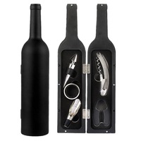 Set de cinq pièces direct du fabricant Grande bouteille de vin noir avec ouvre-bouteille de vin rouge en plastique Set de trois pièces Boîte-cadeau de vin