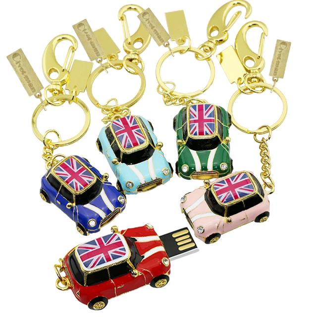 Mini Car Model USB Flash Drive 3.0 Cartoon Cute Custom Violin Santa Claus Christmas Elk Owl Bee fox Memory Disk Wholesale