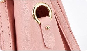 高品质女士3 pcs套装大容量手提包纯色钱包单肩斜挎包Pu皮革手提包 - Product Image 5