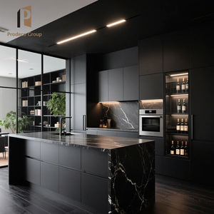 고급 블랙 프리스탠딩 주방 캐비닛 풀 우드 호주 모던 럭셔리 래커 주방 캐비닛 디자인 - Product Image 1
