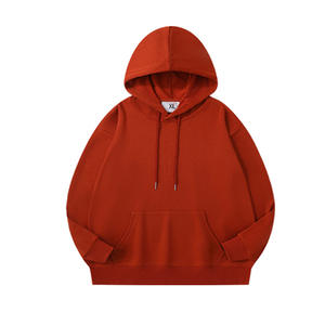 Automne hiver couleur unie pull à capuche pour hommes et femmes épaule ample avec Logo brodé vêtements de travail - Product Image 5