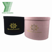 Boîte à chapeau ronde en velours, emballage cadeau de fleurs de luxe sur mesure, prix de gros de fabrication chinoise, boîte cadeau de fleurs en papier