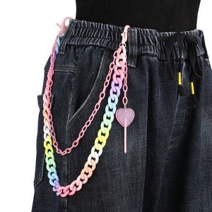 Cadena de cintura de resina color caramelo, doble capa, con colgante de corazón y piruleta, unisex, a la moda, accesorio para fiestas - Product Image 1