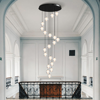 Lustres ronds en cristal de luxe modernes à haut plafond Luminaires suspendus Luminaire pour escalier Salon Foyer Hôtel Villa