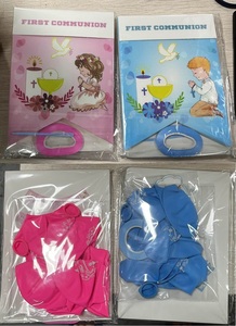 Décorations de baptême roses comprenant une bannière de première communion, un toile de fond et des ballons « Dieu bénisse » pour la décoration de la première communion des filles. - Product Image 5