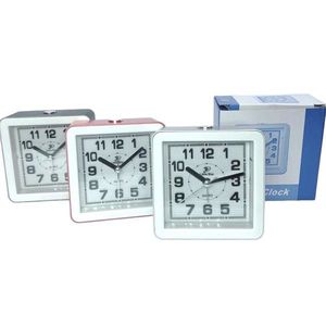 Desk <b>Clock</b> Silent Alarm <b>Clock</b> Square <b>White</b> Pink Gray Quartz Wall Table <b>Clock</b> For Home Office Bedroom Use - Product Image 1