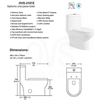 Ovs Foshan Vente en gros Cuvette de toilettes monobloc à double chasse siphonique 4L/6L CUPC WATERSENSE ADA pour salle de bain