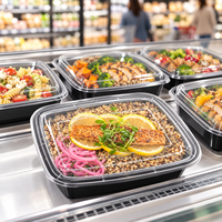 Emballage alimentaire en gros pour repas à emporter, boîte en plastique PP avec couvercle, 24 oz, 32 oz, 38 oz, pour la restauration rapide, les services rapides, les restaurants
