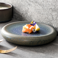 Assiette de service ronde plate en céramique et grès pour restaurant, hôtel, repas décontractés, buffet, fête, vaisselle japonaise, compatible lave-vaisselle