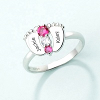 Private Custom ized Geschenk Platini ert S925 Sterling Silber Baby Fuß Ring Custom Name Gravur Baby Footprint Ring Schmuck
