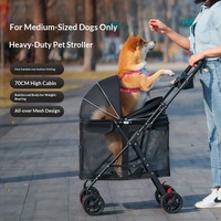 Poussette pliable multifonctionnelle à 4 roues pour chiens de taille moyenne/grande, idéale pour les voyages en plein air