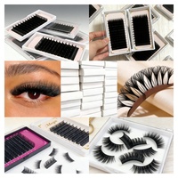 Cils en grappe de volume faits main, en fibres de vison synthétique douces, pré-coupées et segmentées, longueur mixte 10-16mm, 40D, effet moelleux, imperméables, pour DIY