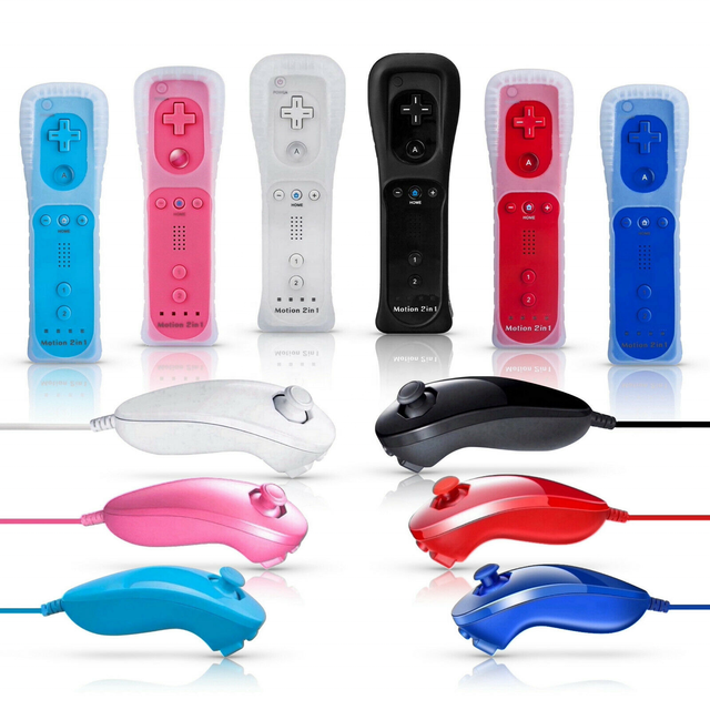High Sensitive Motion Plus 2in1 Remote Plus Nun Chuck Controller for Nintendo Wii WiiU Game Remote Controller