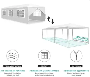 Lều Tiệc Ngoài Trời 10x30FT 3X9M Cho Sự Kiện Đám Cưới Canopy Marquee Tent Với Sidewalls Có Thể Tháo Rời