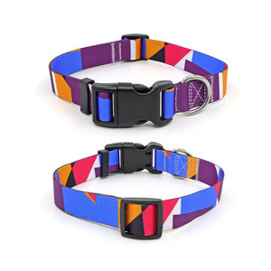 Collier pour chien à motif géométrique réglable, polyester, style moderne, fermeture à boucle, colliers pour animaux de compagnie toutes saisons - Product Image 1
