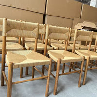 Chaise de salle à manger en bois de style nordique, nouveau design, avec dossier en corde tressée, idéale pour la location événementielle et les mariages