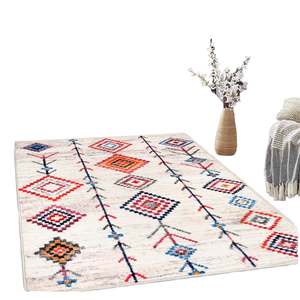 Tapis moderne imprimé en 3D à motif floral et Kelim aztèque, lavable et antidérapant, idéal pour lit Queen ou chambre d'étudiant - Product Image 1