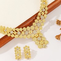 Conjunto de Collar y Aretes, Collar y Aretes de Novia Árabe de Dubái, Conjunto de Joyería Africana para Damas