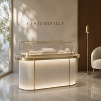 Vitrine de présentation de bijoux en bois et verre personnalisée avec éclairage LED pour les magasins de bijoux en gros