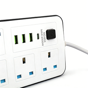 <span class=keywords><strong>Multiprise</strong></span> UK avec <span class=keywords><strong>4</strong></span> ports USB, courant nominal 10A-16A, câble de 2/3/5 m, en ABS, pour usage domestique ou professionnel, <span class=keywords><strong>4</strong></span>/6 prises - Product Image 3