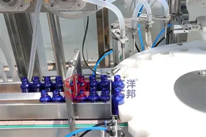 Máquina de llenado de botellas con cuentagotas de vidrio de aceite de semilla de alta velocidad de 30ml 1oz, máquina tapadora de llenado de aceite de suero de 4 cabezales aceite esencial