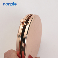 Miroir de poche rond en métal Cadeau promotionnel Miroir compact à gravure laser en métal vierge