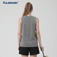 Kuenzi - Camiseta sin mangas para mujer, 100% algodón, 230GSM, de alto gramaje, lisa, con logotipo personalizado, estilo vintage lavado y desgastado, para streetwear, venta al por mayor