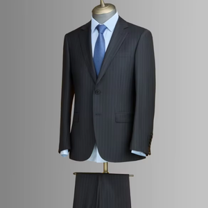 Costumes sur mesure pour <span class=keywords><strong>hommes</strong></span> à rayures, 100% laine cachemire soie, tissu Super 140, vêtements d'affaires de haute qualité - Product Image 1