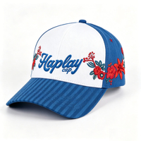 Casquette de baseball unisexe décontractée à deux tons, style sportif urbain, avec broderie florale, lettres et imprimé bouffant, visière rayée réglable