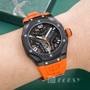 นาฬิกาดำน้ำกลไกจักรกลอัตโนมัติทำจากสแตนเลสสำหรับผู้ชายพร้อมตัวชี้เรืองแสงหน้าจอสายซิลิโคนสุดหรู - Product Image 5