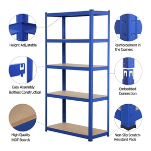 Étagères métalliques polyvalentes sans boulons ni rivets, installation facile, robustes, solides, haute capacité de charge, longue durée de vie, pour tous les espaces de rangement - Product Image 4