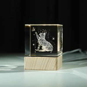 Cubo de Cristal Transparente con Grabado Láser 3D K9, Decoración para el Hogar, Luz LED, Cubo de Cristal Multicolor - Product Image 6