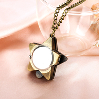 Reloj de bolsillo de cuarzo con cadena de collar de mini joyería de bronce Retro en forma de estrella de la suerte creativa para regalo de mujer