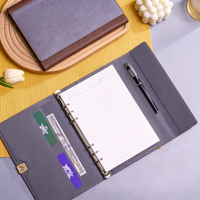 Carnet à feuilles mobiles en cuir PU A5 avec boucle magnétique en métal, multicolores, pour le bureau, logo personnalisé, 100 feuilles