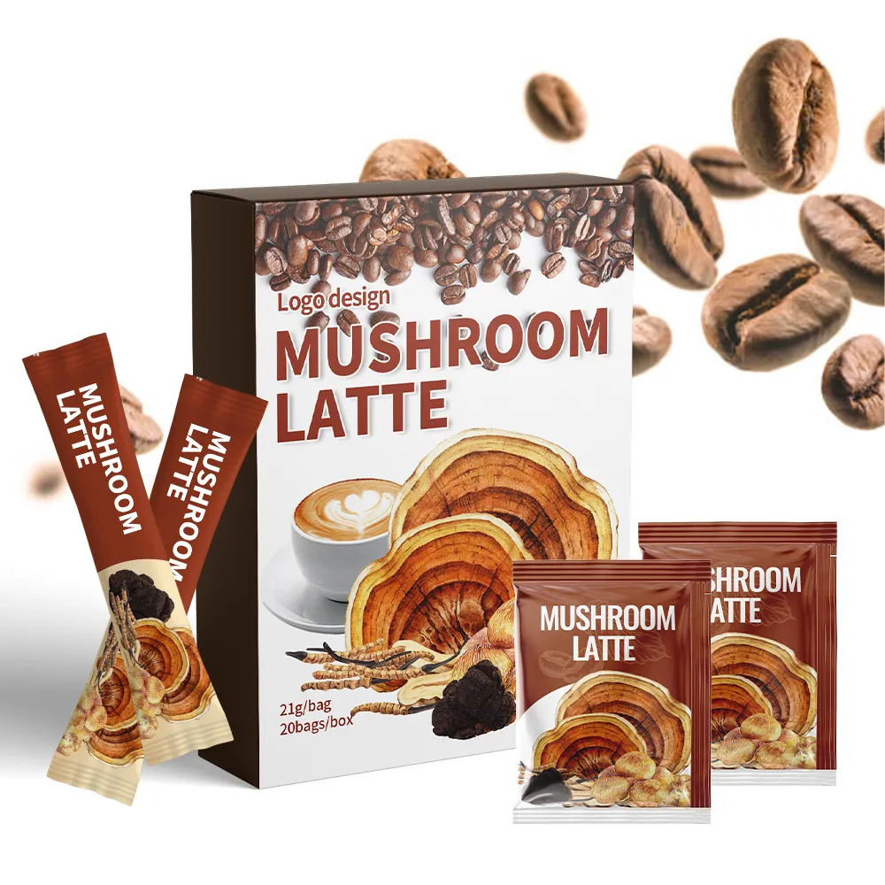 Sức khỏe thảo dược bổ sung Nấm Linh Chi Reishi Nấm 4 trong 1 Cà phê hòa tan sư tử bờm Latte cà phê nhà sản xuất