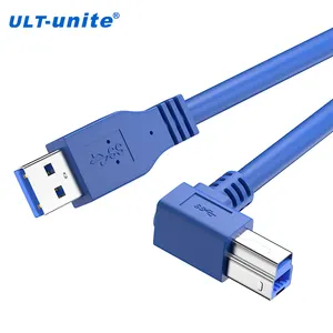 كابل نقل بيانات USB 3.0 بتصميم كوع من ULT-unite متوافق مع كابل USB 2.0 USB3.0 ذكر إلى ثاني لكابلات الطابعات، وأجهزة الكمبيوتر