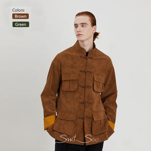 Veste Safari style chinois RTS/OEM veste homme boutons <span class=keywords><strong>grenouille</strong></span> nouveau design blazer décontracté pour homme - Product Image 1