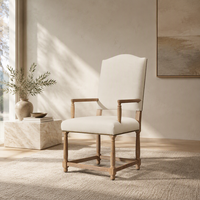 Fauteuil de salle à manger moderne de luxe rembourré à dossier haut, pieds en bois massif, chaise individuelle design pour la maison et l'hôtellerie