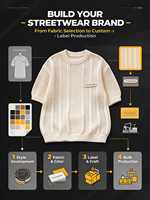 Pull court en maille ajourée pour homme, col rond oversize, style streetwear, avec étiquette personnalisée, marque OEM sur mesure