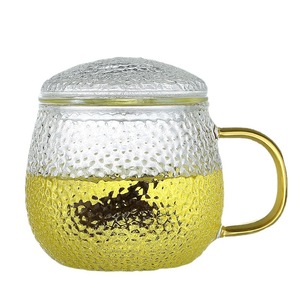 Taza de té de vidrio martillado estilo japonés con tapa y filtro para preparar té verde, uso en oficina - Product Image 5