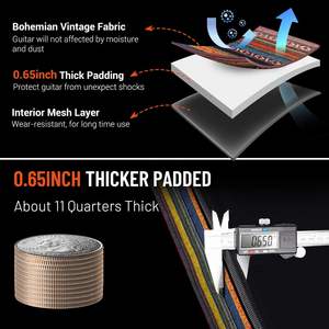 Échantillon gratuit de sac de guitare acoustique, rembourrage épais, résistant à l'eau, double sangle d'épaule réglable, étui de guitare, sac de concert - Product Image 2