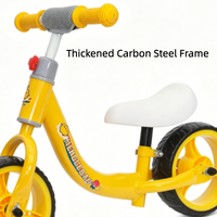Vélo d'équilibre pour enfants avec cadre en acier jaune, logo personnalisé, siège réglable, fourni en gros
